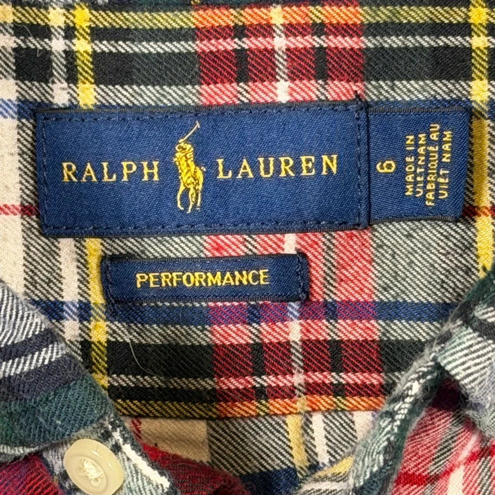 Ralph Lauren Boys Performance Mixed Plaid Button Down Shirt 6 Multi Patchwork